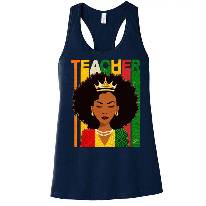 Black Woman Teacher African Black American History Women's Racerback Tank