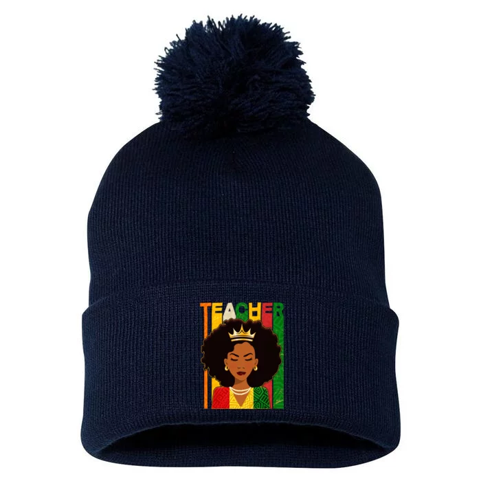 Black Woman Teacher African Black American History Pom Pom 12in Knit Beanie