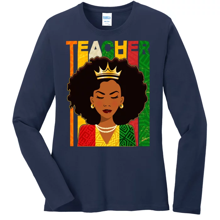 Black Woman Teacher African Black American History Ladies Long Sleeve Shirt