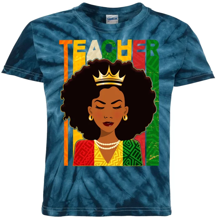 Black Woman Teacher African Black American History Kids Tie-Dye T-Shirt