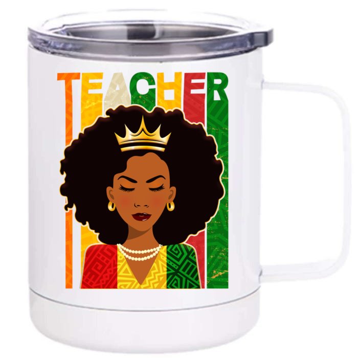 Black Woman Teacher African Black American History Front & Back 12oz Stainless Steel Tumbler Cup