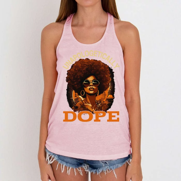 Black Women Unapologetically Dope Juneteenth Black History Cute Women's Knotted Racerback Tank