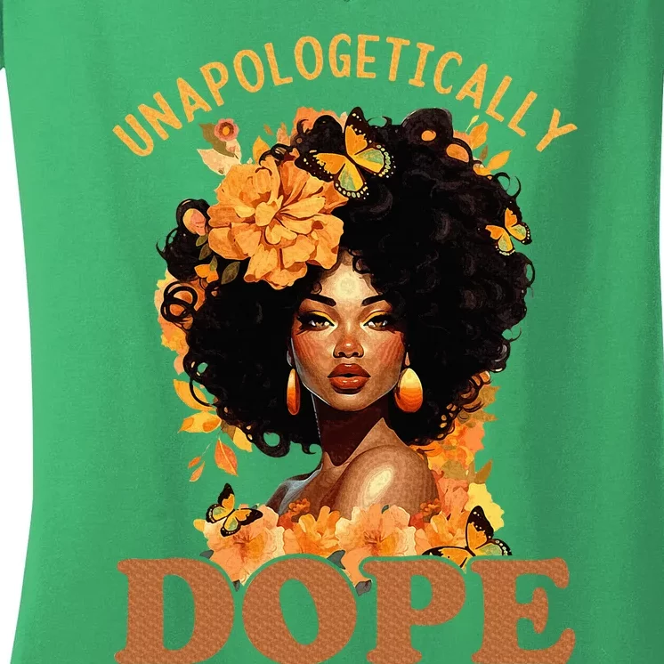 Black Women Unapologetically Dope Juneteenth Black History Women's V-Neck T-Shirt