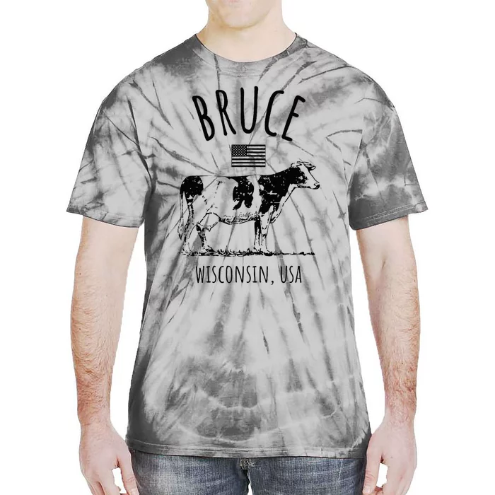 Bruce Wisconsin Usa Retro Cow Vintage Tie-Dye T-Shirt