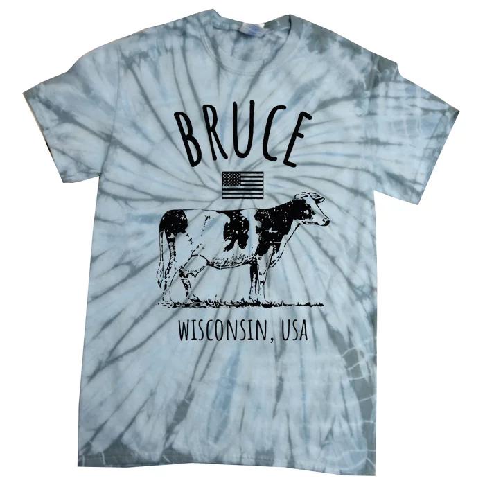 Bruce Wisconsin Usa Retro Cow Vintage Tie-Dye T-Shirt