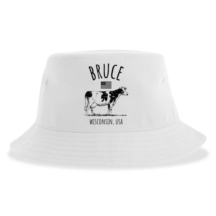 Bruce Wisconsin Usa Retro Cow Vintage Sustainable Bucket Hat