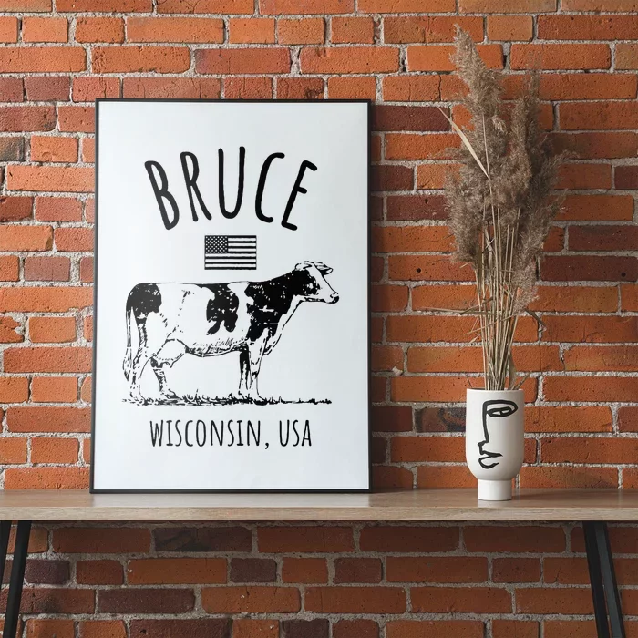 Bruce Wisconsin Usa Retro Cow Vintage Poster