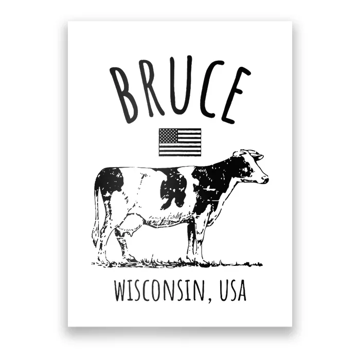 Bruce Wisconsin Usa Retro Cow Vintage Poster