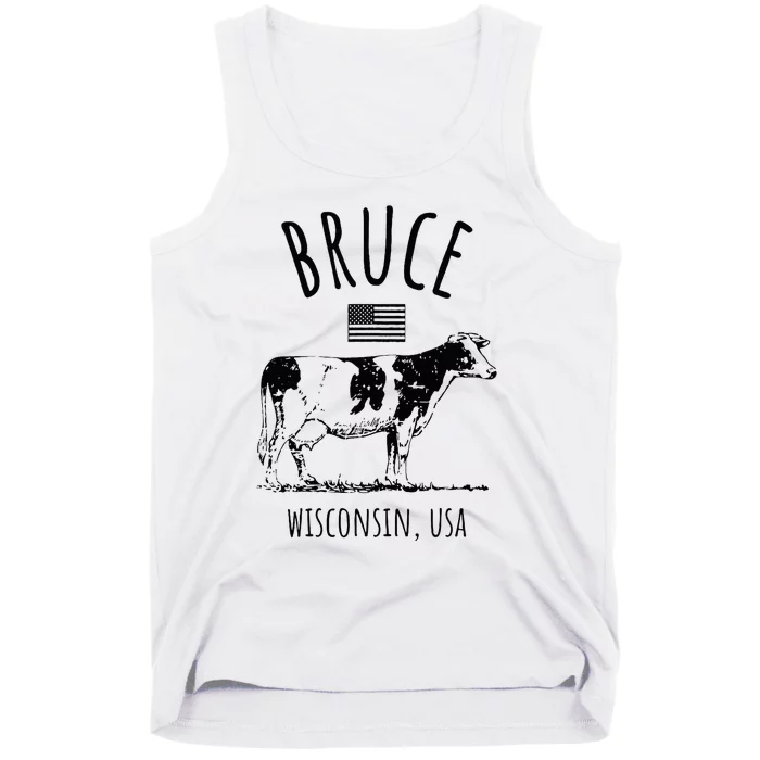 Bruce Wisconsin Usa Retro Cow Vintage Tank Top