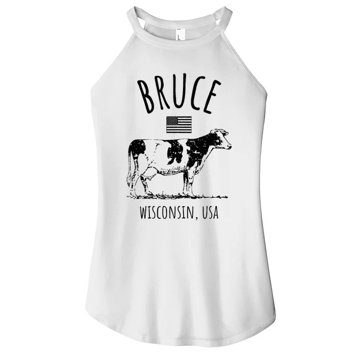 Bruce Wisconsin Usa Retro Cow Vintage Women’s Perfect Tri Rocker Tank