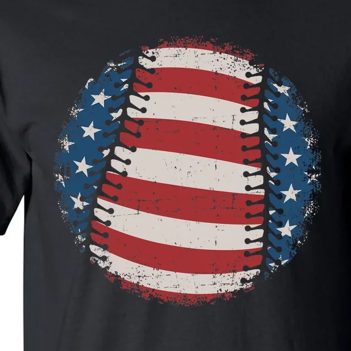 Baseball with US american flag for patriotic baseballer Tall T-Shirt