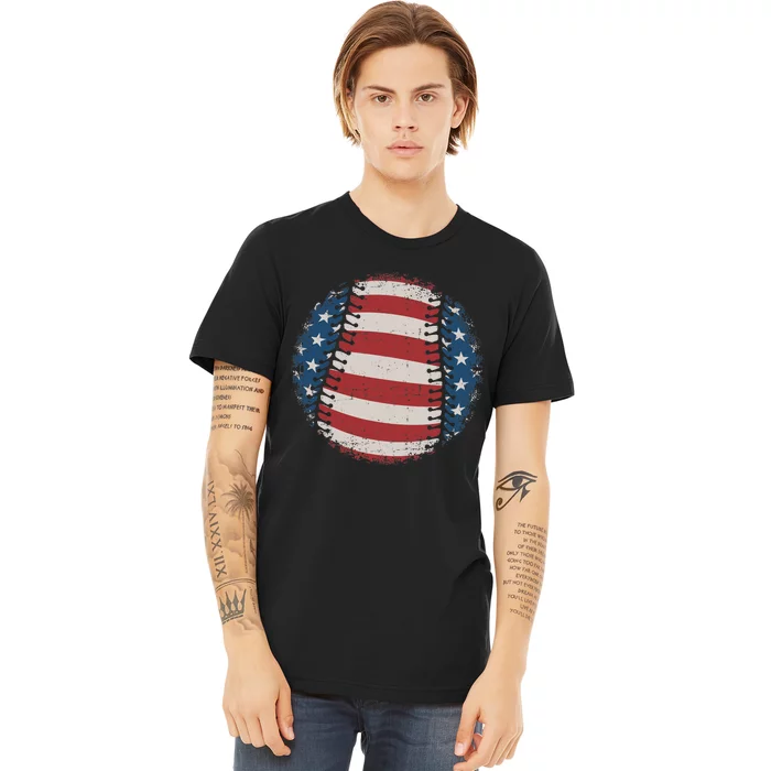 Baseball with US american flag for patriotic baseballer Premium T-Shirt