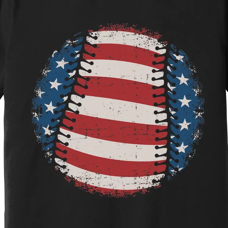 Baseball with US american flag for patriotic baseballer Premium T-Shirt