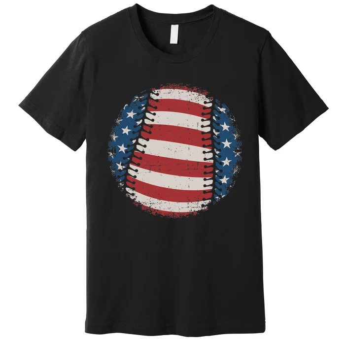 Baseball with US american flag for patriotic baseballer Premium T-Shirt