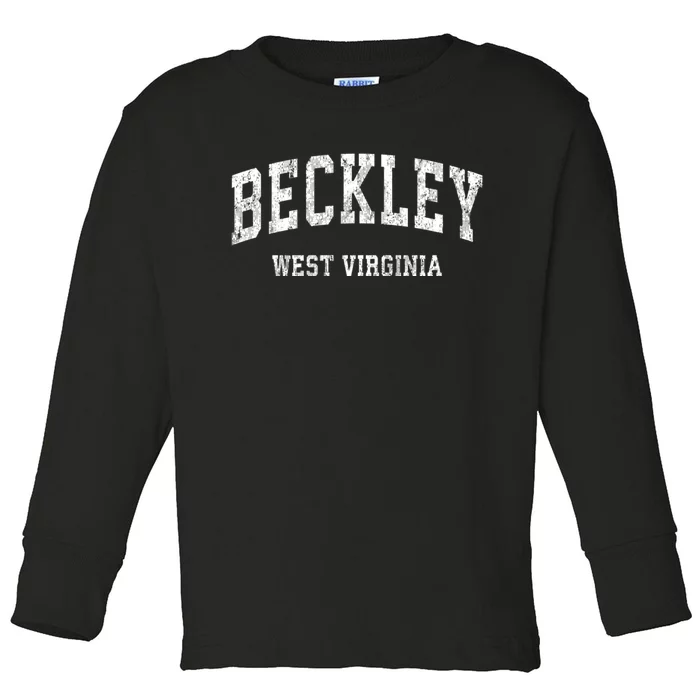 Beckley West Virginia Wv Vintage Varsity Sports Design Toddler Long Sleeve Shirt