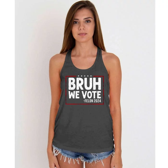 Bruh We Vote Felon 2024 Women's Knotted Racerback Tank