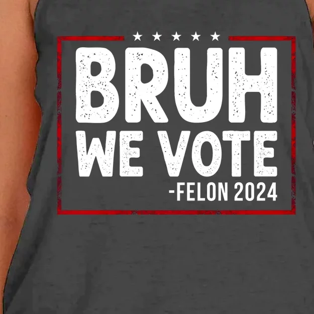 Bruh We Vote Felon 2024 Women's Knotted Racerback Tank