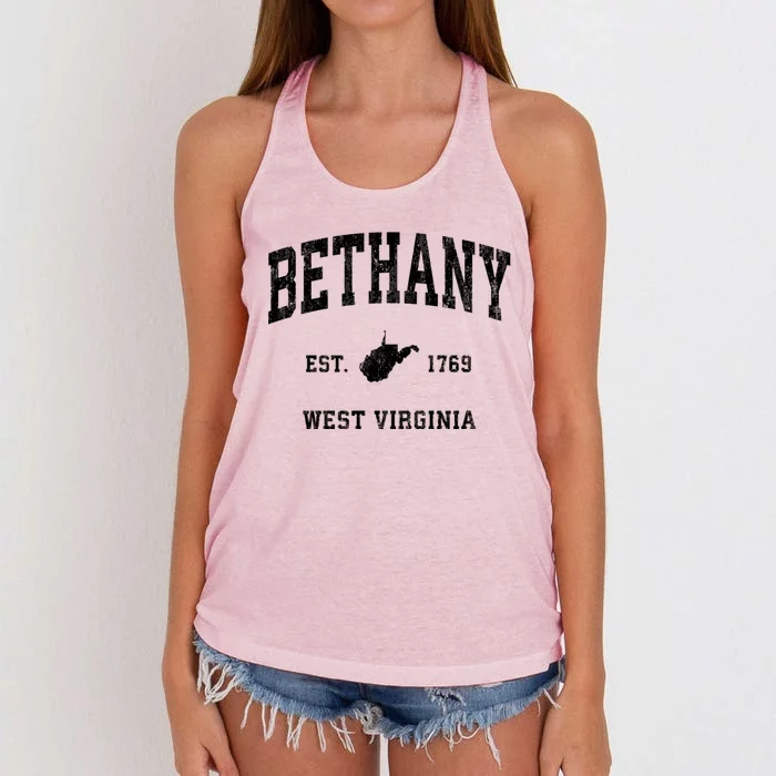 Bethany West Virginia Wv Vintage Athletic Sports Design Women's Knotted Racerback Tank