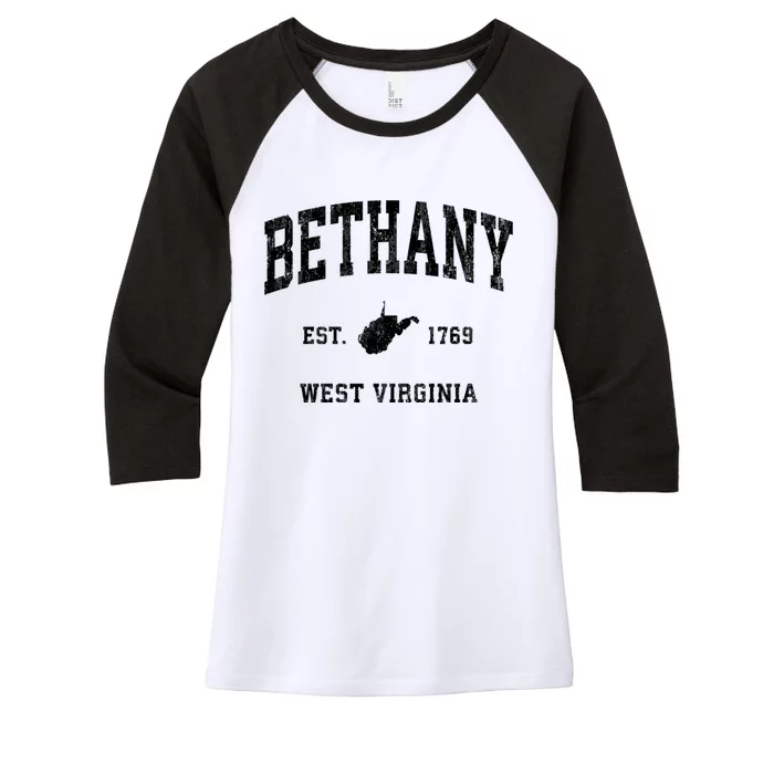 Bethany West Virginia Wv Vintage Athletic Sports Design Women's Tri-Blend 3/4-Sleeve Raglan Shirt