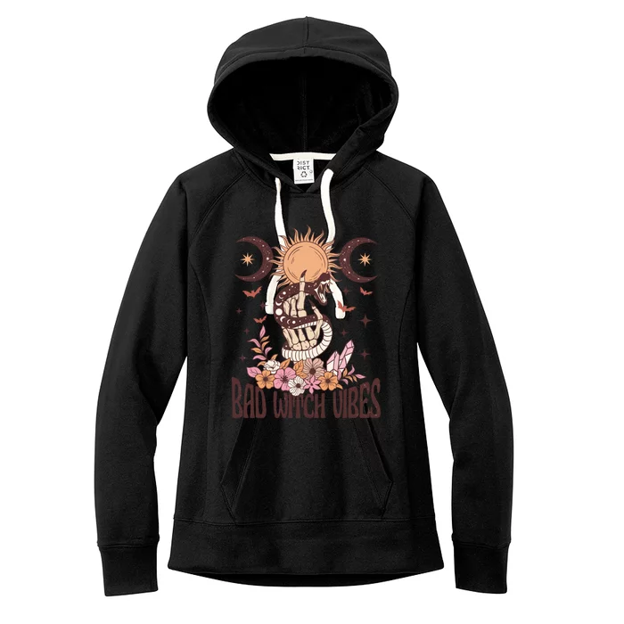 Bad Witch Vibes Boho Witchcraft Coven Astrology Crystals Gift Women's Fleece Hoodie