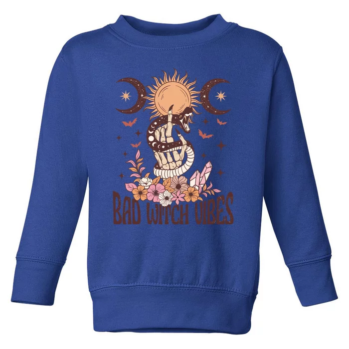 Bad Witch Vibes Boho Witchcraft Coven Astrology Crystals Gift Toddler Sweatshirt