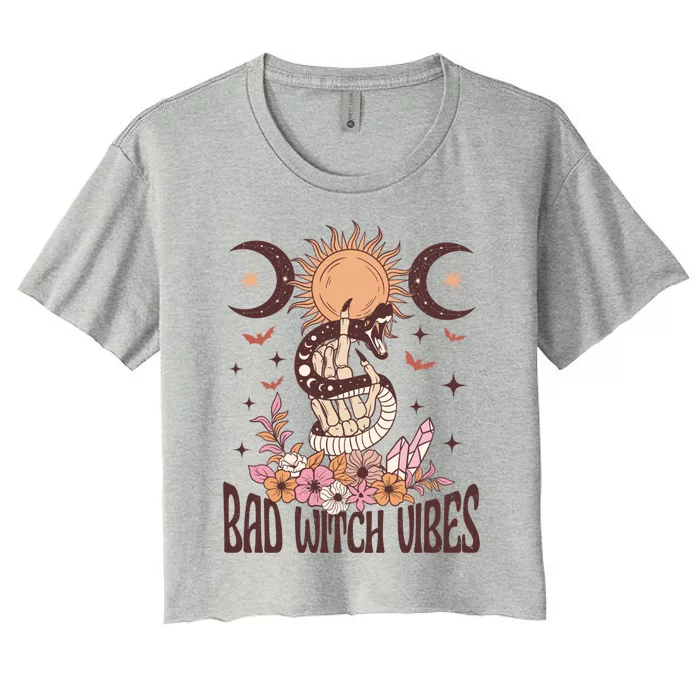 Bad Witch Vibes Boho Witchcraft Coven Astrology Crystals Gift Women's Crop Top Tee