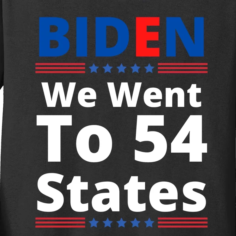 Biden We Went To 54 States Funny Joe Biden Saying Kids Long Sleeve Shirt