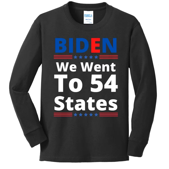 Biden We Went To 54 States Funny Joe Biden Saying Kids Long Sleeve Shirt