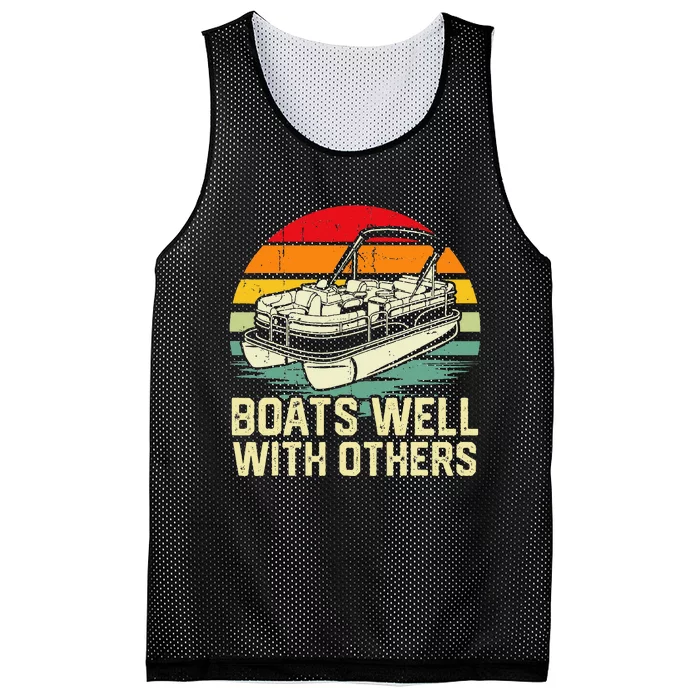 Boats Well With Others Pontoon Boat Boating Retro Mesh Reversible Basketball Jersey Tank