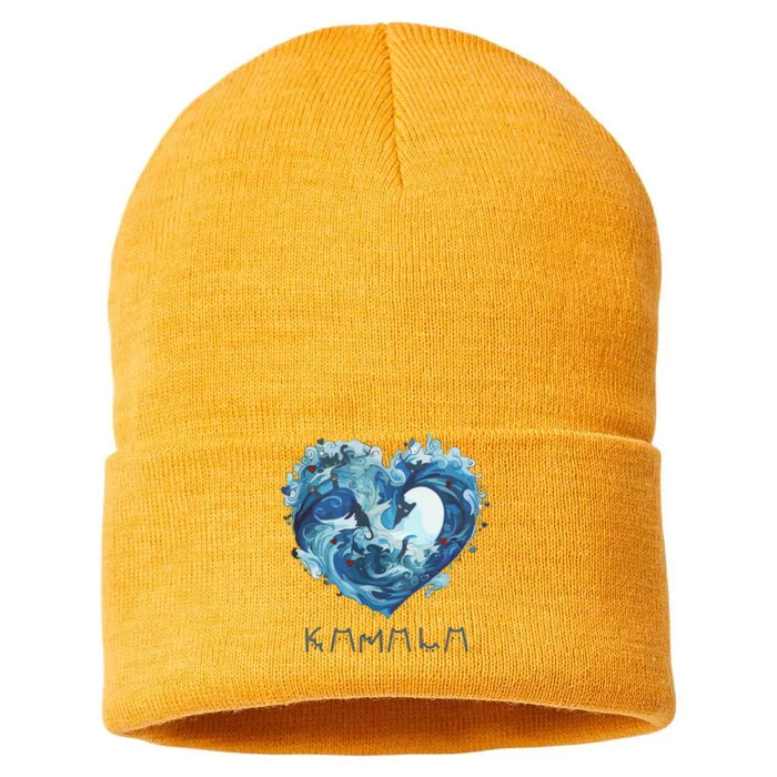 Blue Wave With Cats Kamala Harris 2024 Sustainable Knit Beanie