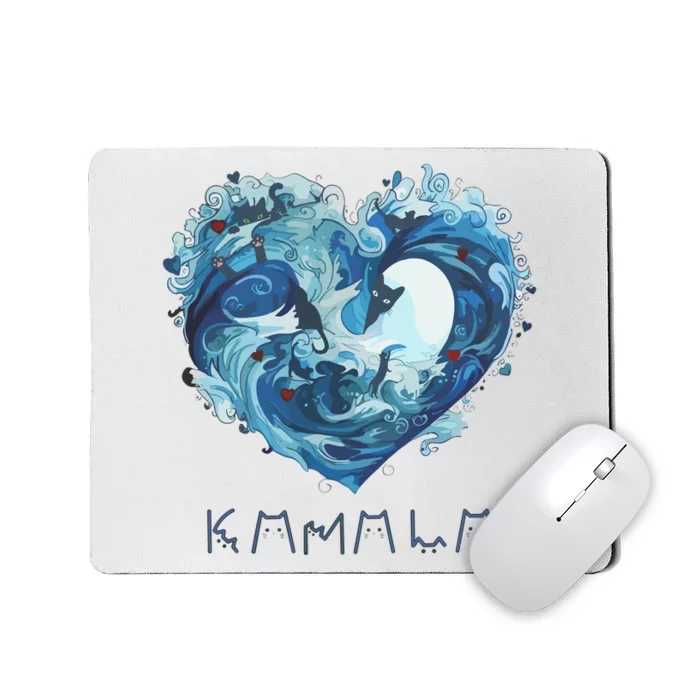 Blue Wave With Cats Kamala Harris 2024 Mousepad