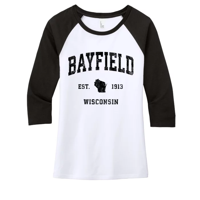 Bayfield Wisconsin Wi Vintage Athletic Sports Women's Tri-Blend 3/4-Sleeve Raglan Shirt