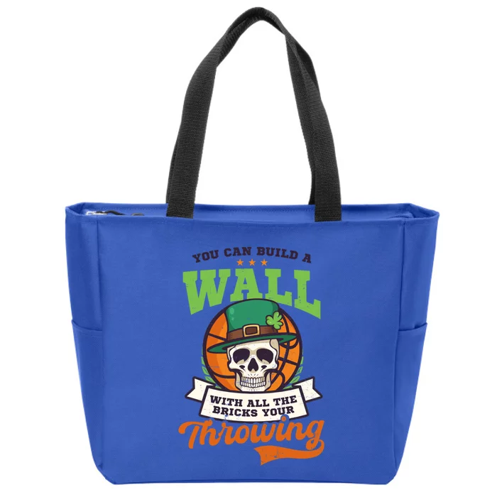 Build Wall With Bricks Design St Patricks Basketball Gift Zip Tote Bag