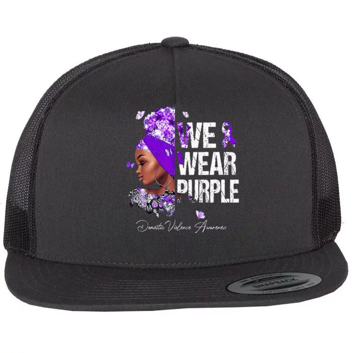 Black Women We Wear Purple Domestic Violence Awareness Flat Bill Trucker Hat