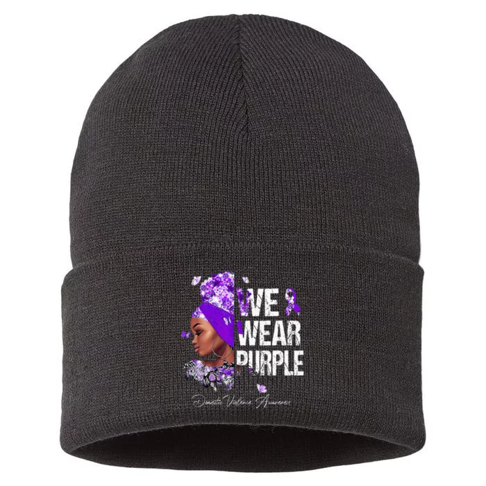 Black Women We Wear Purple Domestic Violence Awareness Sustainable Knit Beanie