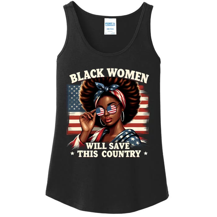 Black Women Will Save This Country LocD Hair Usa Flag Ladies Essential Tank