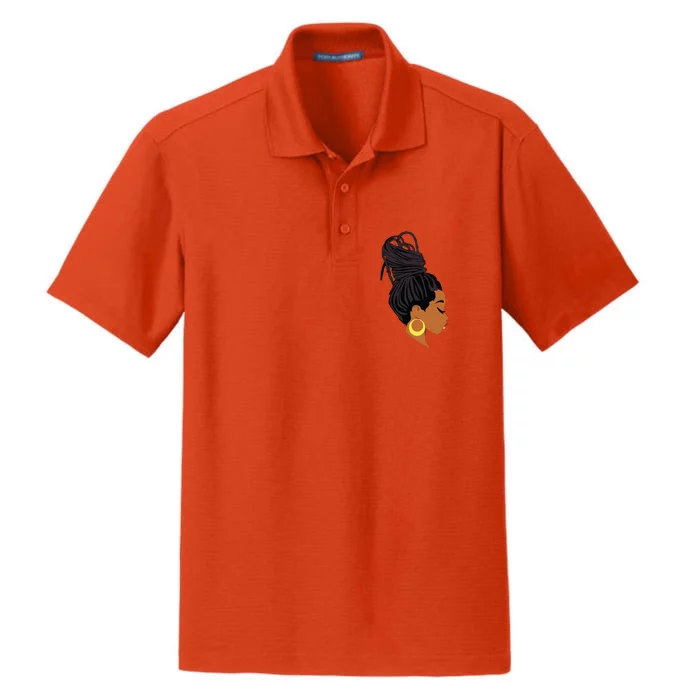 Black Woman With Dreadlocks Dry Zone Grid Performance Polo