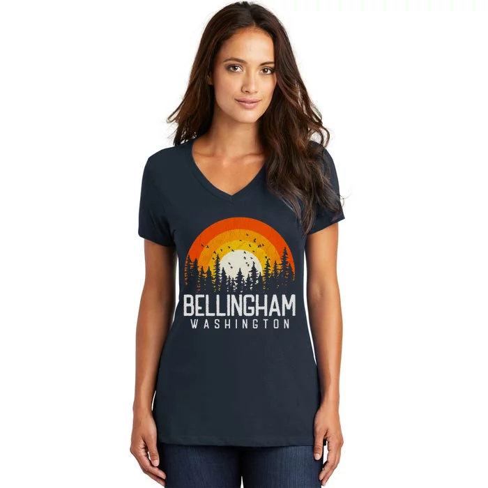 Bellingham Washington Wa Gift Retro 70s 80s Vintage Women's V-Neck T-Shirt