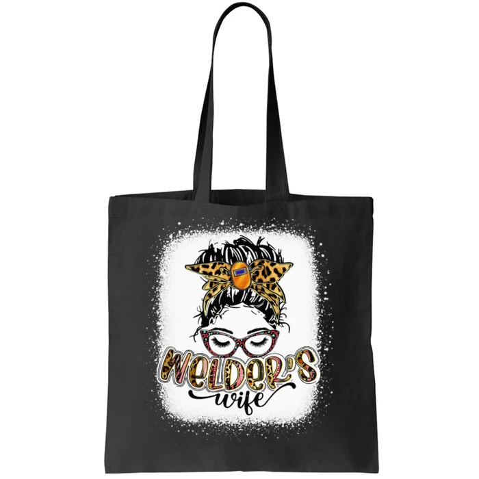 Bleached Welder Wife Life Messy Bun Mother's Day Tote Bag