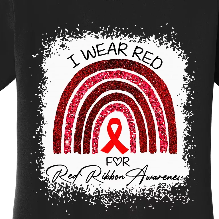 Bleached We Wear Red For Red Ribbon Week Awareness Rainbow Women's T-Shirt