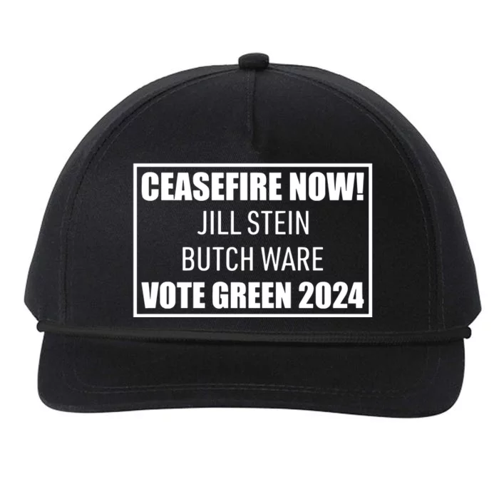 Butch Ware Wearing Ceasefire Now Jill Stein Butch Ware Vote Green 2024 Snapback Five-Panel Rope Hat