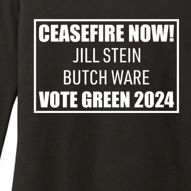 Butch Ware Wearing Ceasefire Now Jill Stein Butch Ware Vote Green 2024 Womens CVC Long Sleeve Shirt