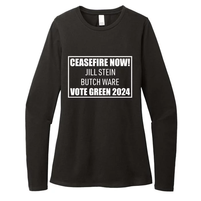 Butch Ware Wearing Ceasefire Now Jill Stein Butch Ware Vote Green 2024 Womens CVC Long Sleeve Shirt