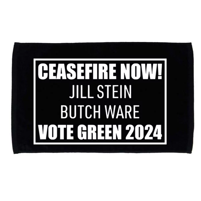 Butch Ware Wearing Ceasefire Now Jill Stein Butch Ware Vote Green 2024 Microfiber Hand Towel