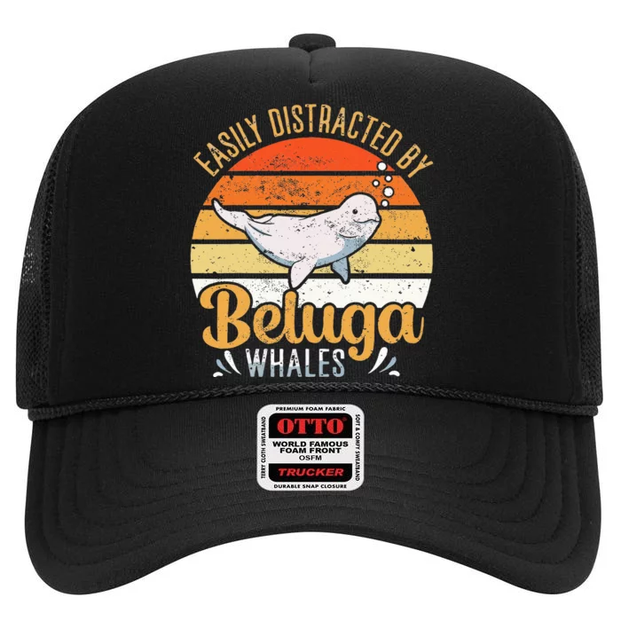 Beluga Whale White Whale Sea Canary Whale Watching High Crown Mesh Trucker Hat