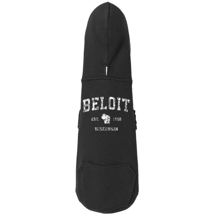 Beloit Wisconsin Wi Vintage Athletic Sports Design Doggie 3-End Fleece Hoodie