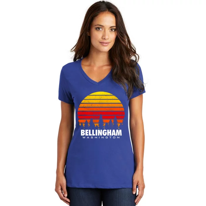 Bellingham Washington Wa Gift Retro 70s 80s Vintage Gift Great Gift Women's V-Neck T-Shirt