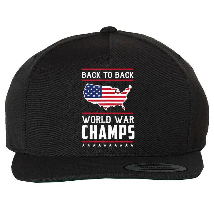 Back-To-Back World War Champs US Flag 4th Of July Tank Top Wool Snapback Cap