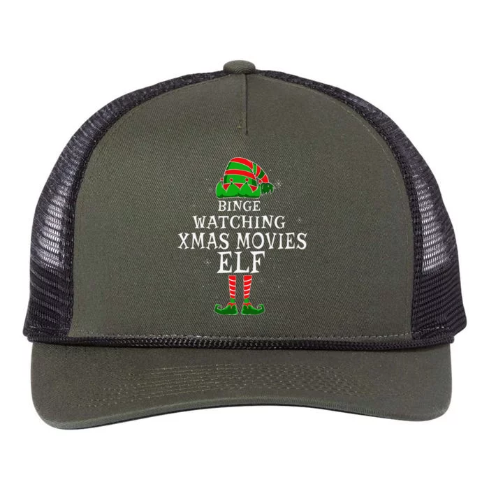 Binge Watching Xmas Movies Elf Matching Family Christmas Retro Rope Trucker Hat Cap