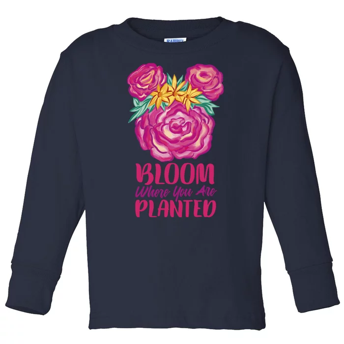 Bloom Where You Are Planted Floral Toddler Long Sleeve Shirt